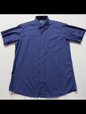 Texas Standard Shirt Mens Medium Blue Floral Short Sleeve Button Down Pocket